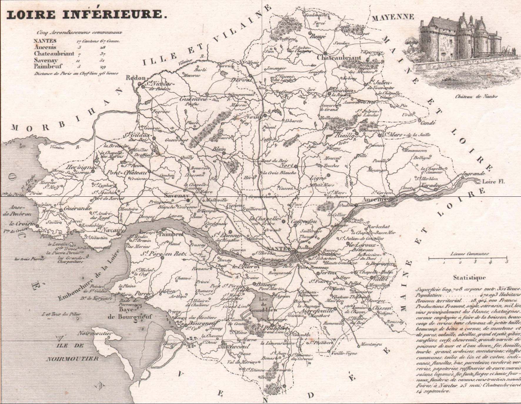 Carte de la Loire Inférieure en 1850
